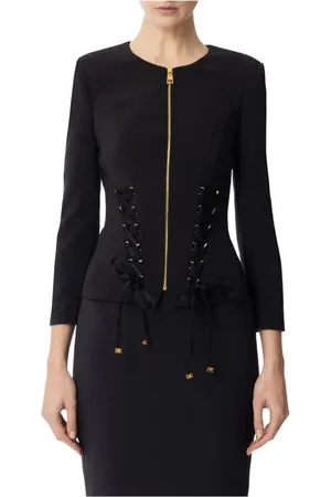Elisabetta Franchi Jassen, Dames, Zwart, S, Katoen, Jacket
