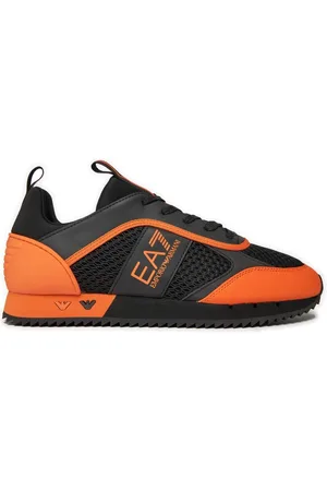 EA7 Schoenen, Heren, Veelkleurig, 40 1/2 EU, Katoen, Stijlvol Zwart en Oranje Shirt