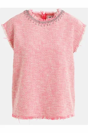 Essentiel Antwerp Truien, Dames, Roze, M, Rhinestone Trim Top in Honduras-stijl