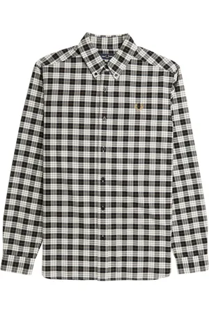 Fred Perry Overhemden, Heren, Zwart, S, Katoen, Tartan Oxford Overhemd
