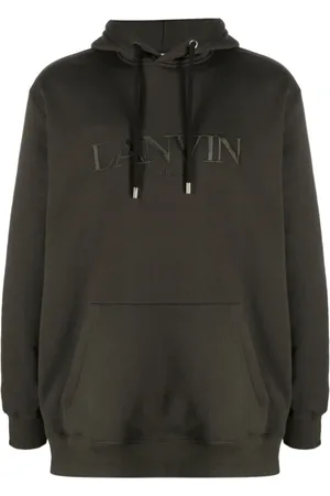 Lanvin Sweatshirts & Hoodies, Heren, Grijs, M, Katoen, Grijze sweater met geborduurd logo