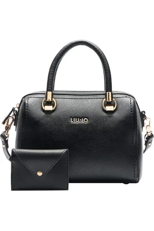 Liu Jo Tassen, Dames, Zwart, ONE Size, Leer, Shopper Bag met Gouden Details