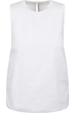 Nº21 Tops, Dames, Wit, L, Katoen, Mouwloze top met strik en oversized strik