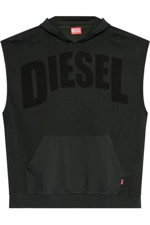 Diesel Sweatshirts & Hoodies, Heren, Zwart, S, Katoen, Klassieke Zwarte Hooded Sleeveless Mesh Top