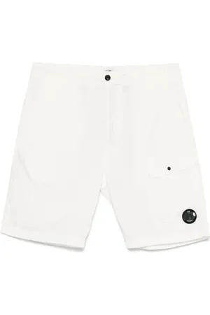 C.P. Company Korte broeken, Heren, Wit, L, Witte Shorts met Riem en Zakken