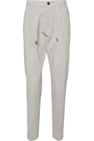 ELEVENTY Broeken, Heren, Grijs, W30, Wol, Grijze tapered broek met slubtextuur