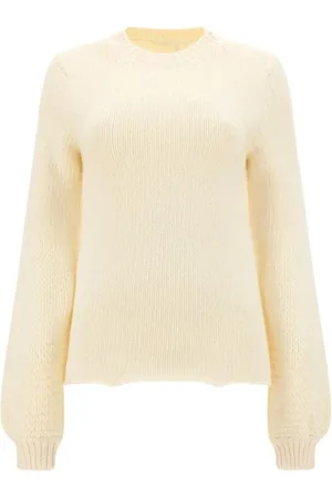 Chloé Truien, Dames, , S, Wol, Cashmere Wollen Pullover met Ribbels en Ronde Hals