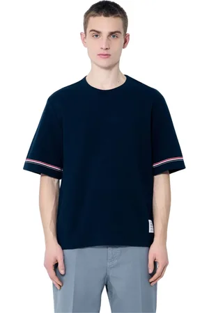 Thom Browne Tops, Heren, Blauw, 2Xl, Katoen, Gestreept katoenen rugbytop
