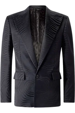 Roberto Cavalli Jassen, Heren, Zwart, XL, Tijgerhuid Blazer met Peak Revers