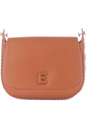 ERMANNO SCERVINO Tassen, Dames, Bruin, ONE Size, Leer, Bruine Logo Front Clip Afneembare Band