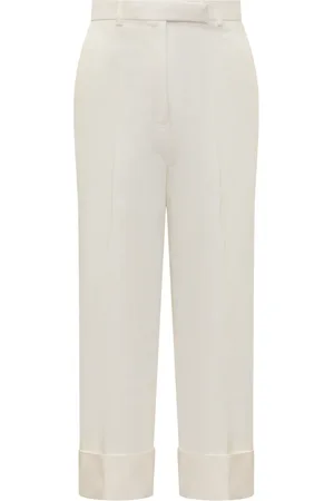 Thom Browne Broeken, Dames, Wit, S, Katoen, High Waist Broek