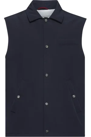 Brunello Cucinelli Jassen, Heren, Blauw, 3Xl, Polyester, Waterafstotend Microvezel Mouwloos Jack