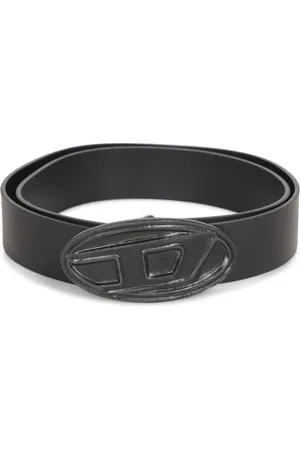 Diesel Accessoires, Heren, Zwart, 95 CM, Leer, Zwarte leren riem met ovale gesp