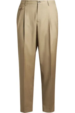 Etro Broeken, Heren, Bruin, M, Wol, Beige wollen broek met rechte pijpen