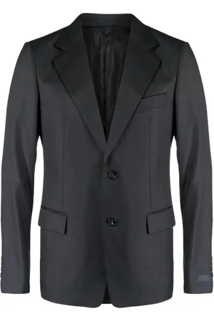 Lanvin Jassen, Heren, Grijs, L, Wol, Charcoal Grey Wool Blazer met Reverskraag