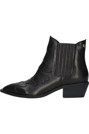 Fabienne Chapot Schoenen, Dames, Zwart, 38 EU, Leer, Western Style Zwarte Leren Enkelboots