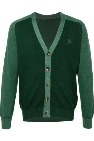 Etro Truien, Heren, Groen, 4Xl, Wol, Geborduurde Casual Cardigan