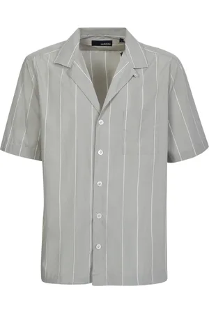 LARDINI Overhemden, Heren, Groen, M, Katoen, Pinstripe Katoenen Overhemd