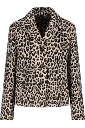 ERMANNO SCERVINO Jassen, Dames, , M, Wol, luipaardprint blazer met enkele rij knopen