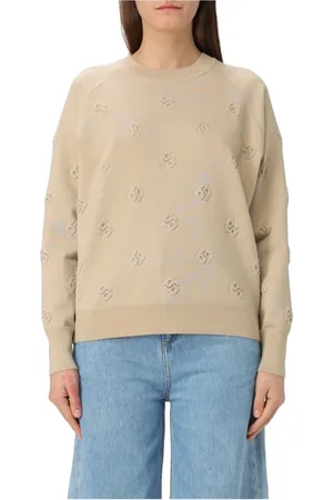 HUGO BOSS Truien, Dames, , L, Wol, Gestanste Double B Monogram Wollen Trui