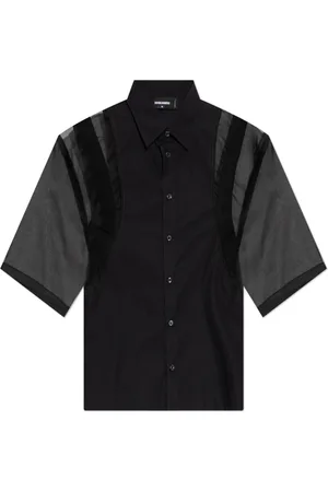 Dsquared2 Overhemden, Heren, Zwart, XL, Katoen, Kortemouwenshirt