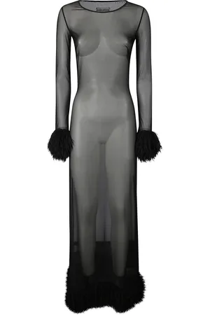 Marine Serre Kleedjes, Dames, Zwart, M, Mesh Jersey Lange Jurk