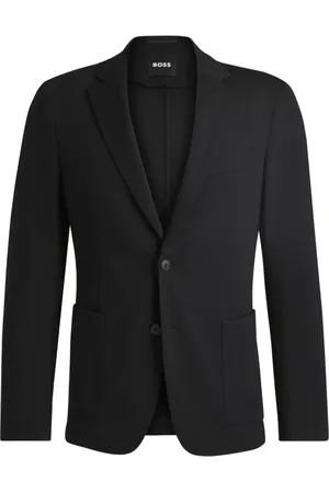 HUGO BOSS Jassen, Heren, Zwart, L, Zwarte jas met inkeping revers