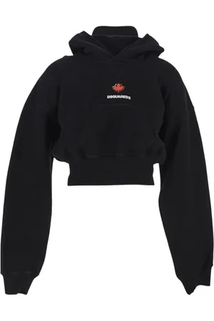 Dsquared2 Sweatshirts & Hoodies, Dames, Zwart, S, Katoen, Cropped Fit Hoodie
