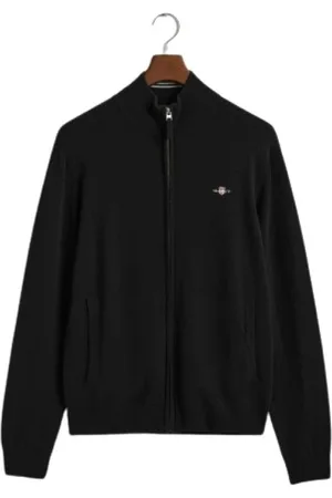 GANT Truien, Heren, Zwart, 2Xl, Wol, Full Zip Cardigan