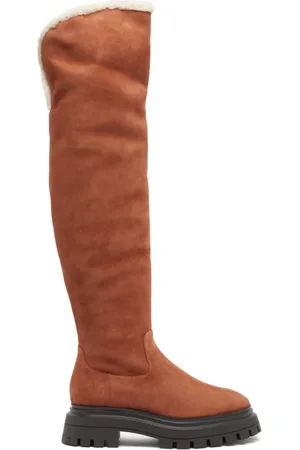 Stuart Weitzman Schoenen, Dames, Bruin, 37 EU, Suède, Luxueuze Bedford Over-de-Knie Laarzen