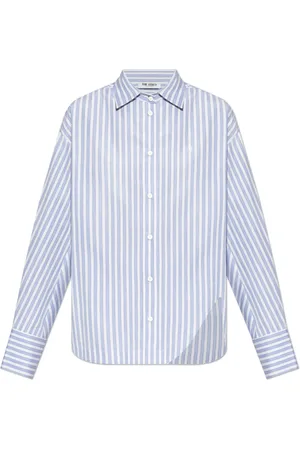 The Attico Blouses & Shirts, Dames, Blauw, S, Katoen, Eliza Gestreept Shirt