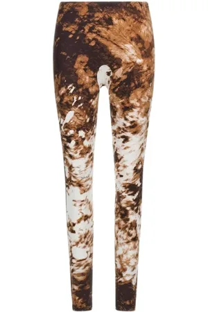 Roberto Cavalli Broeken, Dames, Bruin, XS, Appaloosa Print Legging met Hoge Taille en Aansluitende Pasvorm