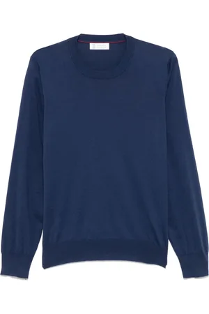 Brunello Cucinelli Truien, Heren, Blauw, M, Galaxy Crew Neck Sweater