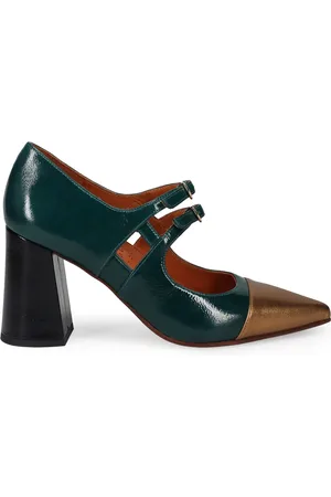 Chie Mihara Schoenen, Dames, Veelkleurig, 36 EU, Leer, Brons Groen Zwarte Leren Hakken