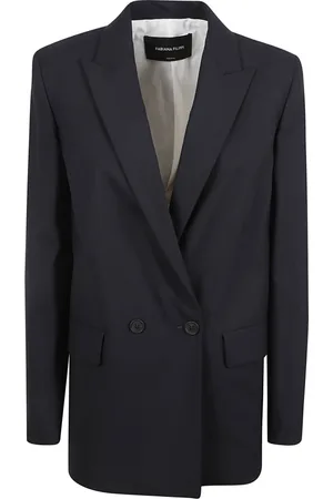 Fabiana Filippi Jassen, Dames, Blauw, XS, Wol, Double Breasted Wollen Jas