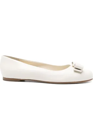 Salvatore Ferragamo Schoenen, Dames, Wit, 36 1/2 EU, Leer, Witte Ballerina Schoenen