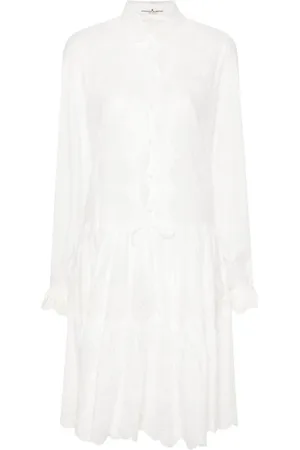 ERMANNO SCERVINO Kleedjes, Dames, Wit, M, Katoen, Geborduurde overhemdjurk