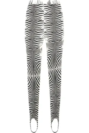 Roberto Cavalli Broeken, Dames, Zwart, M, Zebra Print Stretch Leggings Stirrups
