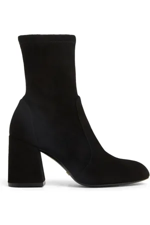 Stuart Weitzman Schoenen, Dames, Zwart, 39 1/2 EU, Suède, Flareblock 85 Stretch Bootie