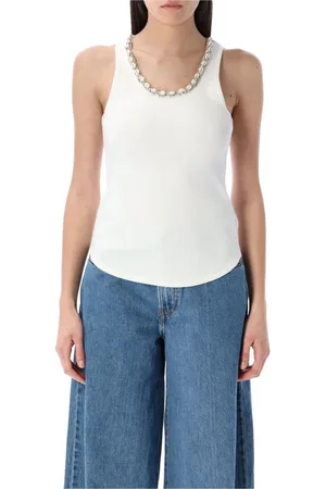 ZIMMERMANN Tops, Dames, Wit, M, Katoen, Witte versierde tanktop