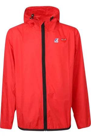 Comme des Garçons Jassen, Heren, Rood, XS, Rode Zip-up Jas met Capuchon