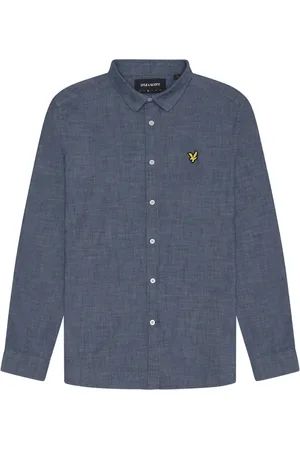 Lyle & Scott Overhemden, Heren, Blauw, S, Katoen, Chambray Overhemd