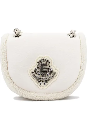 ERMANNO SCERVINO Tassen, Dames, Wit, ONE Size, Schoudertasje van schapenvacht met bontrand