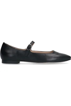 Manfield Schoenen, Dames, Zwart, 42 EU, Leer, Zwarte Leren Ballerina