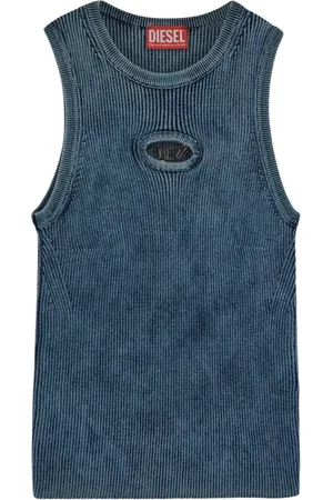 Diesel Tops, Dames, Blauw, S, Katoen, Logo Top