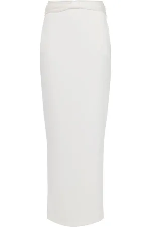 Elisabetta Franchi Rokken, Dames, Wit, L, Polyester, Lichtgewicht crêpe rok met strikceintuur