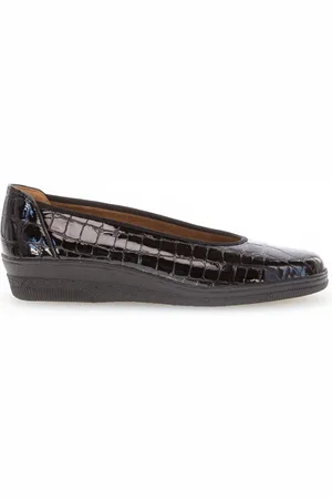 Gabor Schoenen, Dames, Zwart, 42 1/2 EU, Leer, Piquet Wedge Ballerina`s