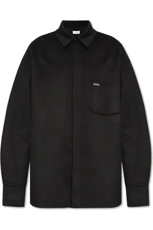 Salvatore Ferragamo Overhemden, Heren, Zwart, M, Wol, Wollen overhemd met zak
