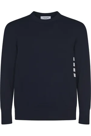 Thom Browne Truien, Heren, Blauw, XL, Katoen, Katoenen trui met ronde hals