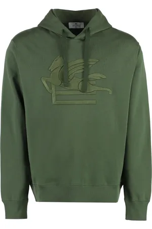 Etro Sweatshirts & Hoodies, Heren, Groen, M, Katoen, Geribbelde Katoenen Hoodie